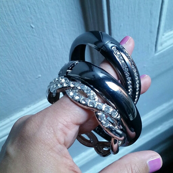 FLASH SALE Stack of Pave Bangles - Picture 2 of 2